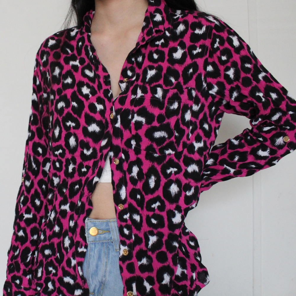 Pink leopard blouse
